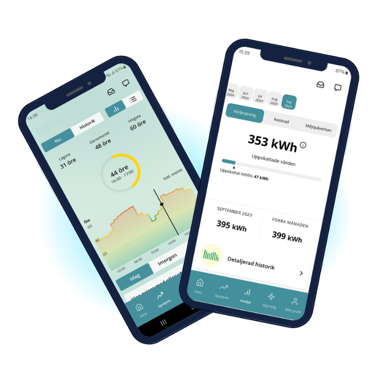 Två telefoner med Storumans app