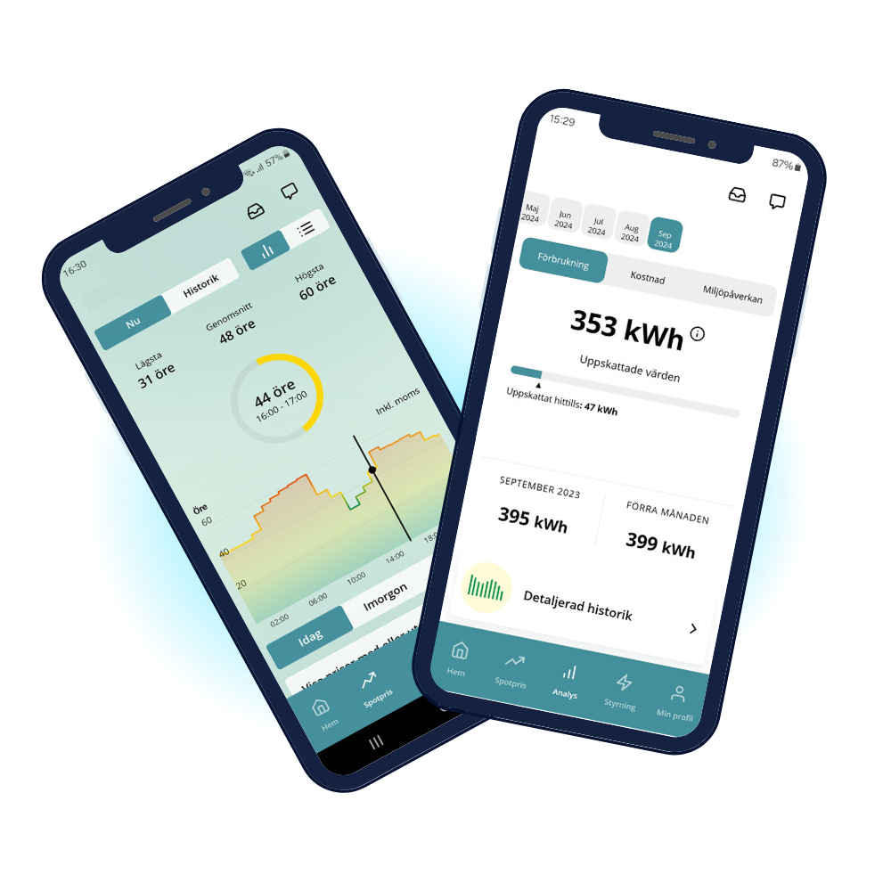 Två telefoner med Storumans app